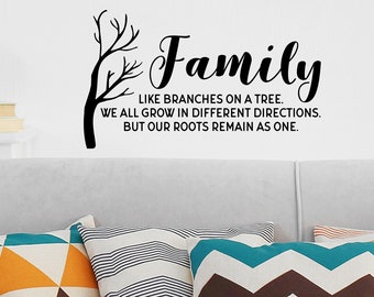 Family Like Branches On A Tree | Wall Decal | Family Wall Decal | Vinyl Decal | Living Room Wall Art | Family Decal | Wall Sticker