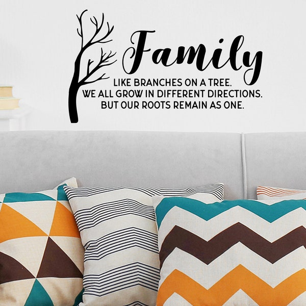 Family Like Branches On A Tree | Wall Decal | Family Wall Decal | Vinyl Decal | Living Room Wall Art | Family Decal | Wall Sticker