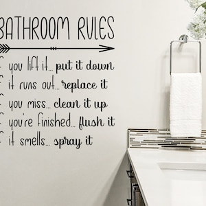 Bathroom Rules | Bathroom Rules Decal | Bathroom Rules Sign | Wall Decal | Bathroom Wall Decals | Wall Sticker | Bathroom Sign