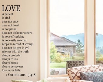 Love Is Patient Love Is Kind | 1 Corinthians 13 | Wall Decal | Vinyl Decal | Christian Wall Decal | Bible Verse Wall Art | Wall Sticker