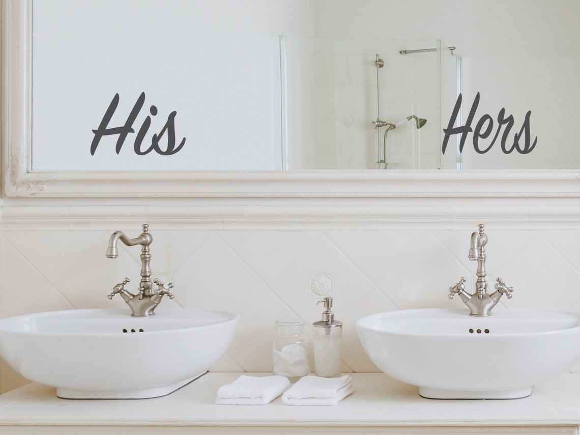 His / Hers above Sink Bold Wall Decal Vinyl Decal Etsy