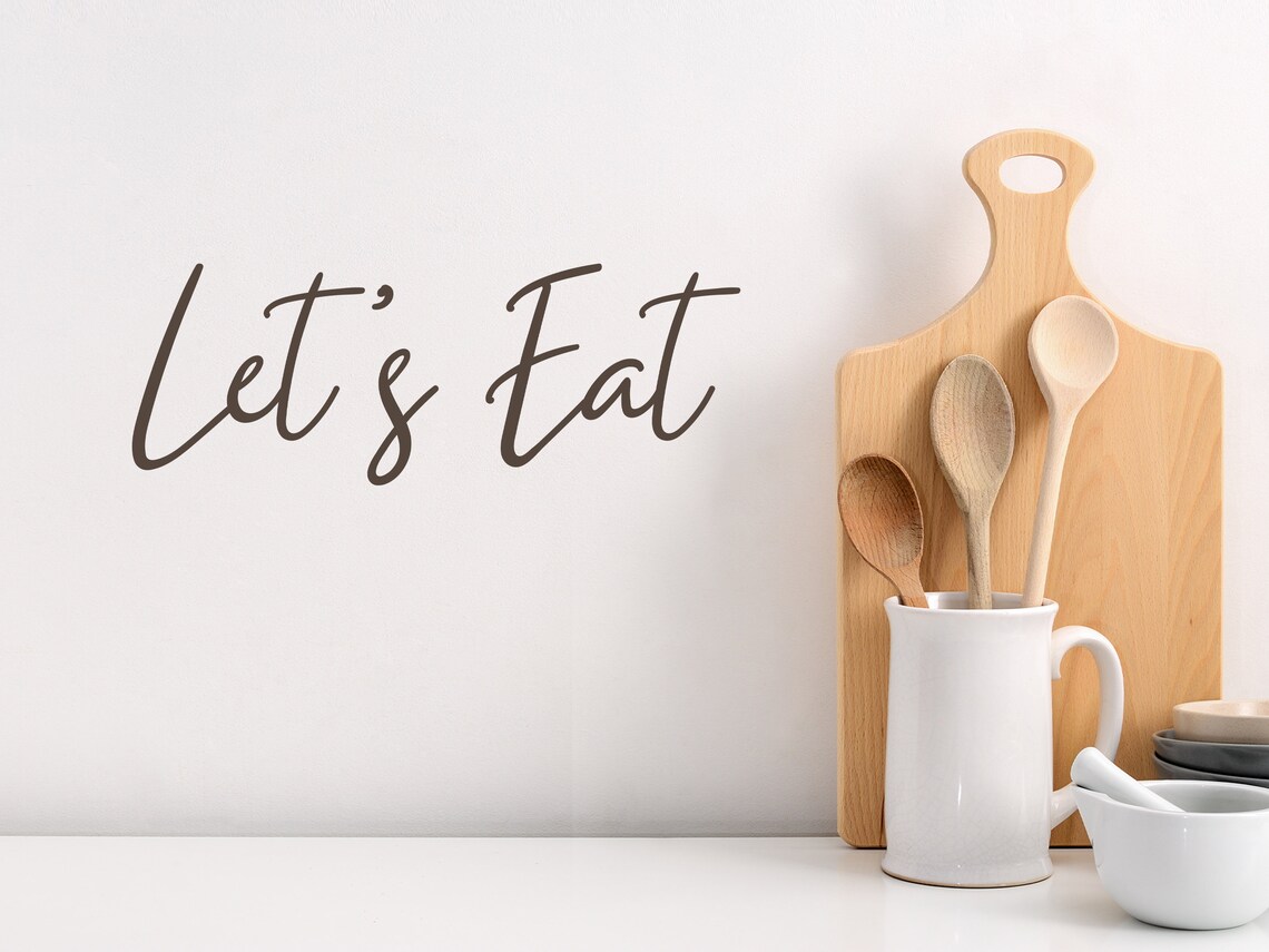 Let's Eat Script Wall Decal Kitchen Wall Decal - Etsy