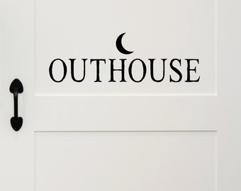 Outhouse & Moon | Wall Decal | Vinyl Decal | Bathroom Wall Decal | Bathroom Wall Sticker | Wall Sticker| Bathroom Door Decal |Bathroom Decor