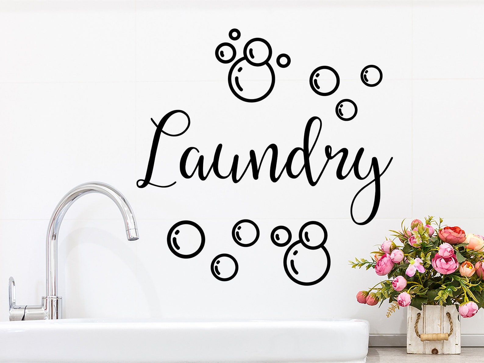 Laundry and Bubbles Wall Decal Vinyl Decal Laundry Room Etsy