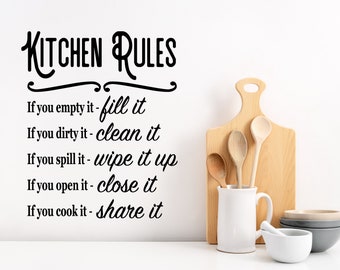 Kitchen Rules Script | Wall Decal |Kitchen Wall Decal |Kitchen Wall Art |Vinyl Decal |Wall Sticker |Kitchen Wall Decor |Kitchen Sticker