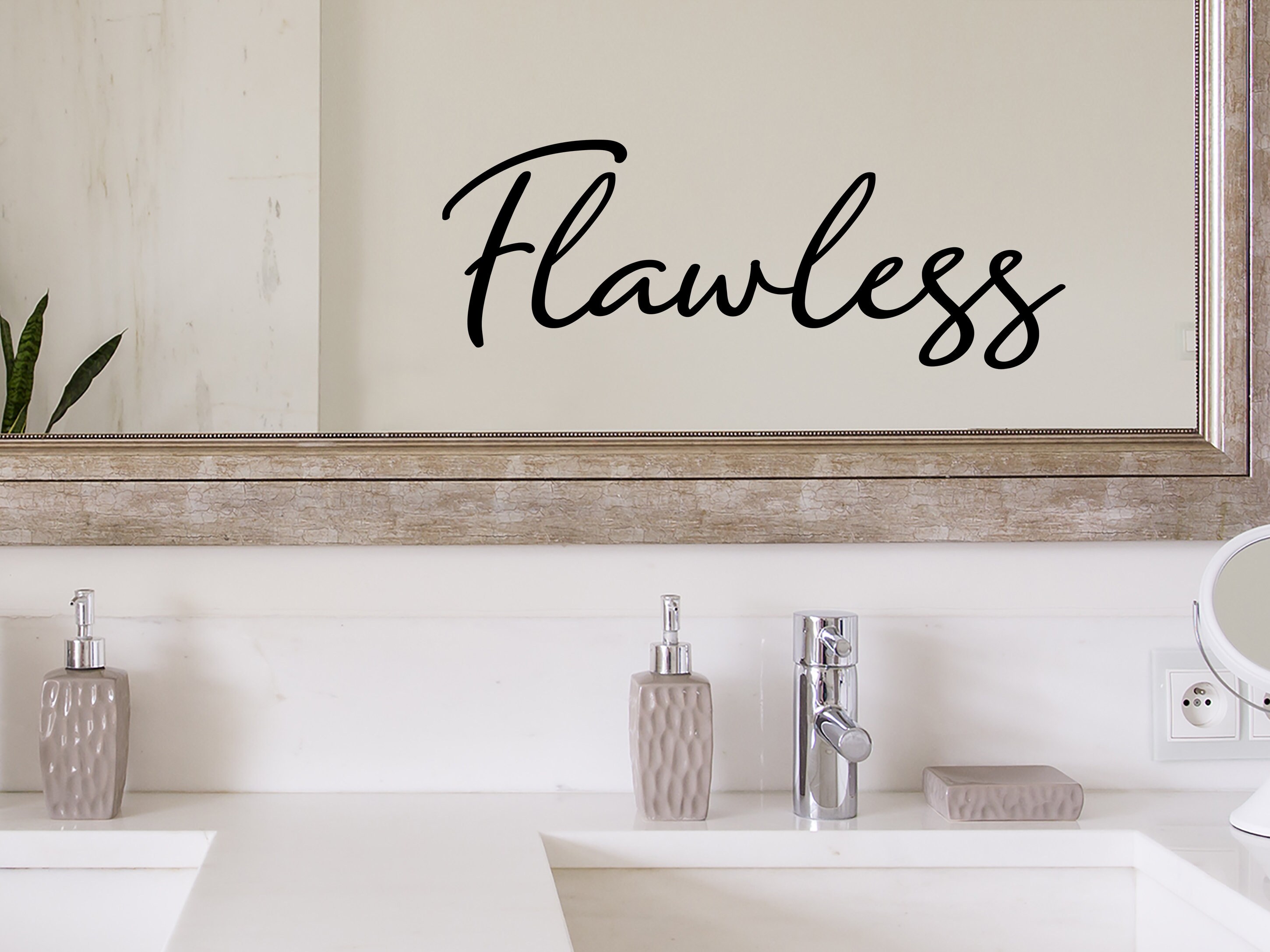 Flawless Cursive Wall Decal Vinyl Decal Bathroom Wall Etsy