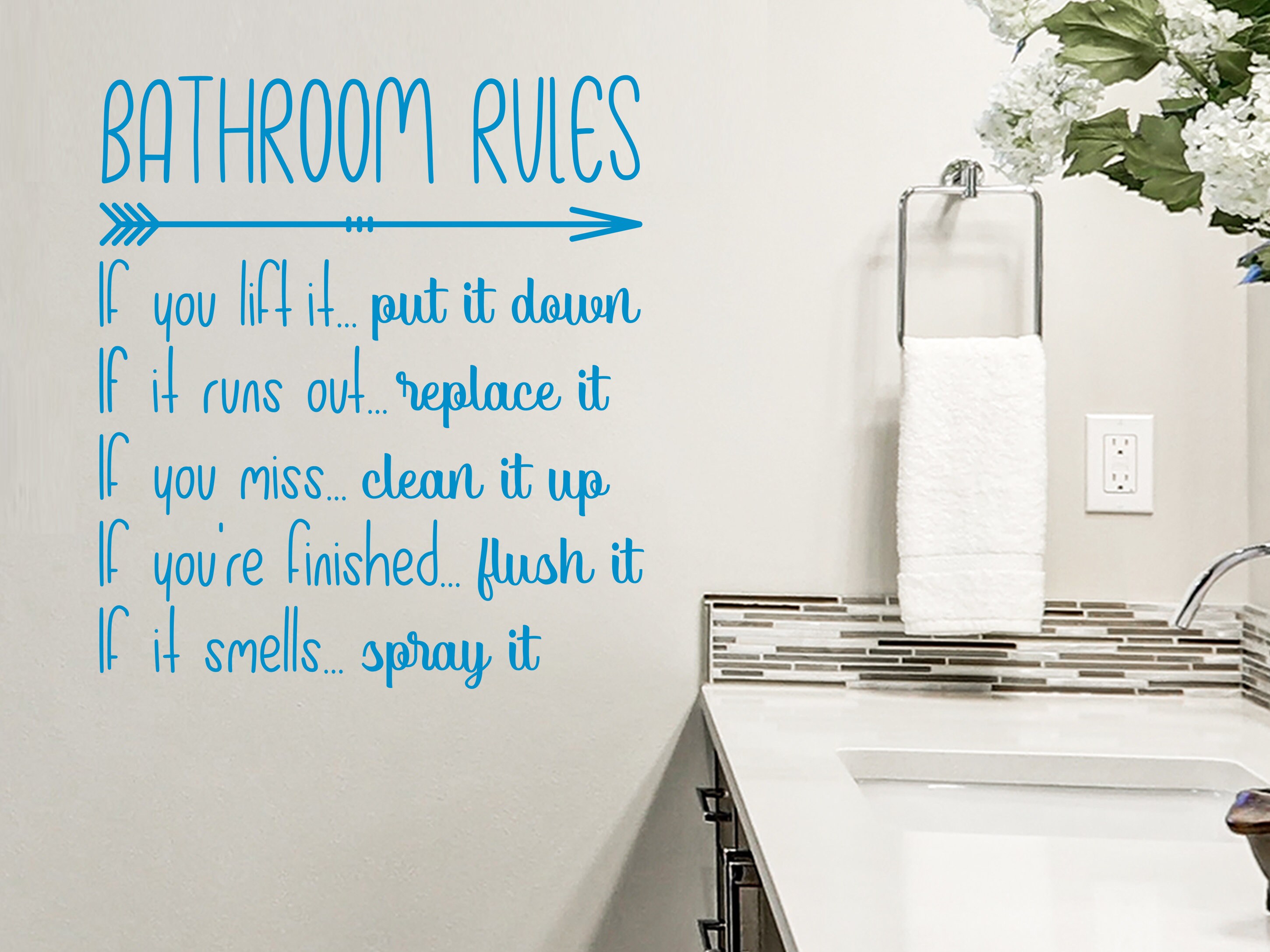 Bathroom Rules Bathroom Rules Decal Bathroom Rules Sign Etsy