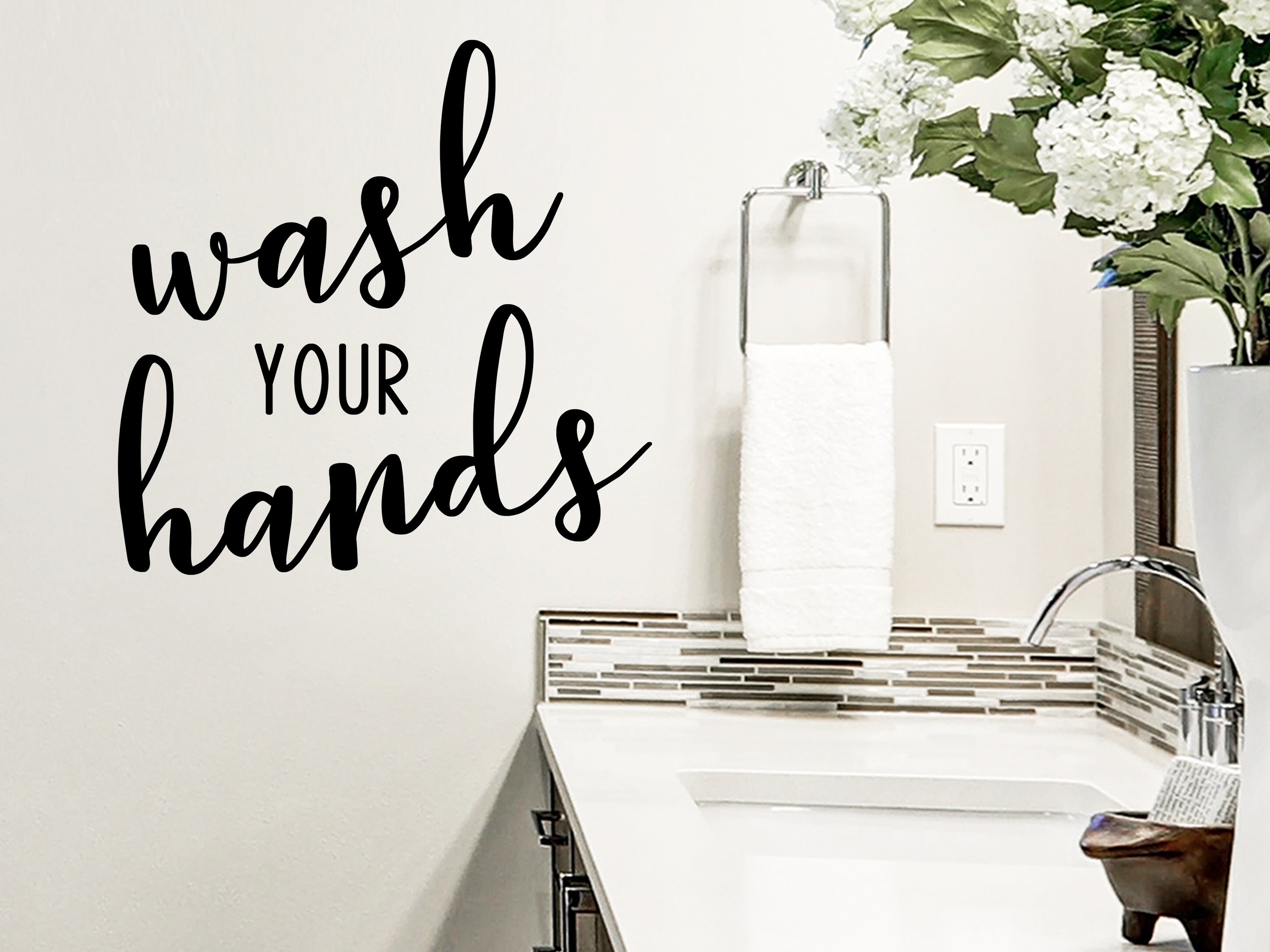Wash Your Hands Wall Decal Bathroom Wall Decals Vinyl - Etsy