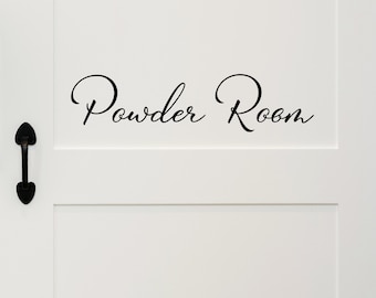 Powder Room Cursive | Wall Decal | Vinyl Decal | Bathroom Wall Decal | Bathroom Wall Sticker | Wall Sticker | Bathroom Door Decal