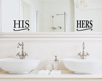 His and Hers | His and Hers Decal | Wall Decal | Mirror Decal | Mirror Sticker | Bathroom Wall Decals | Wall Sticker | Vinyl Decal