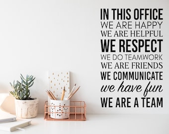 In This Office We Are A Team (Team Office Rules) |Wall Decal |Vinyl Decal |Office Wall Decal | Office Sticker |Motivational Decal |Lettering
