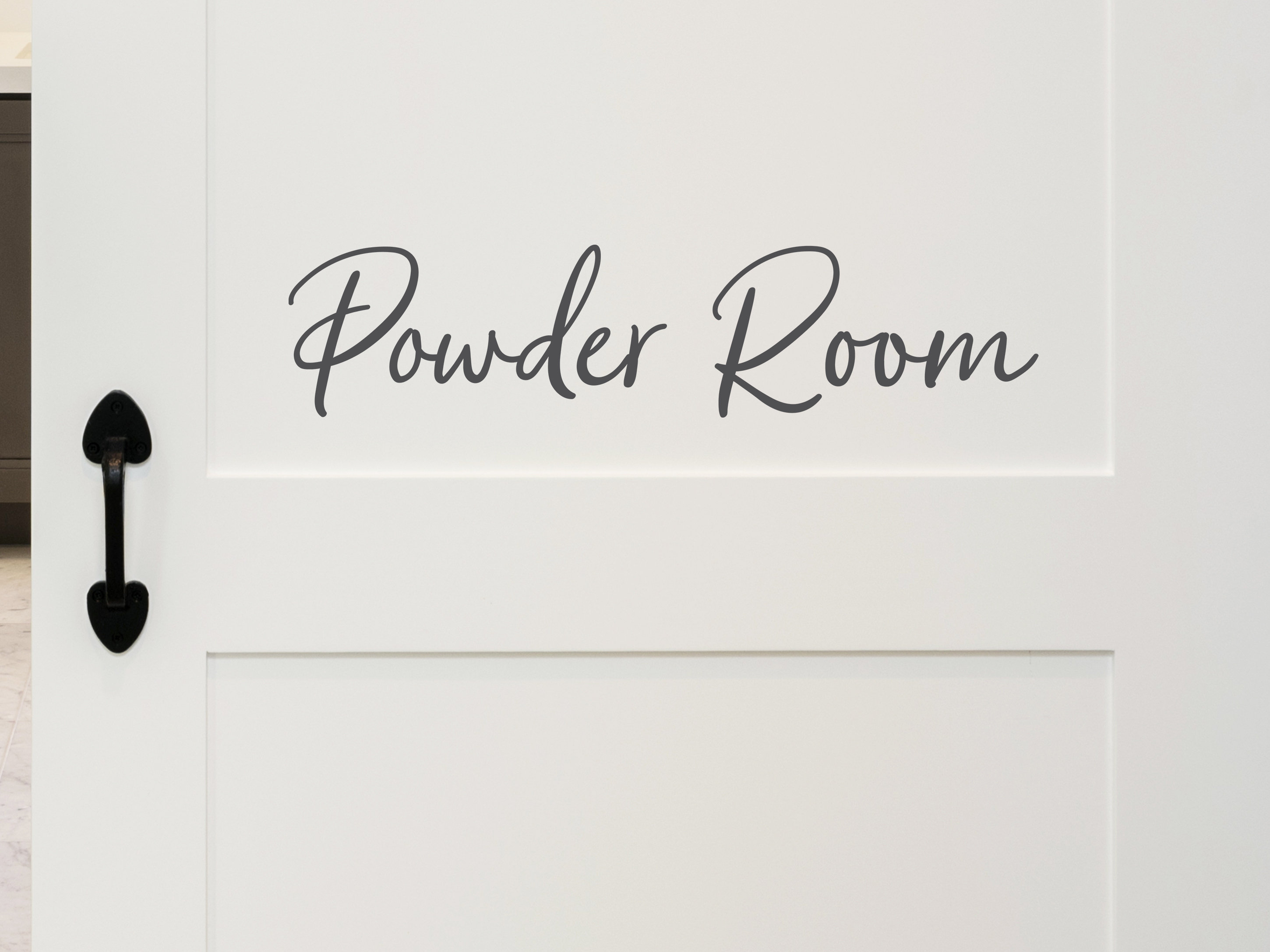 Powder Room Script Wall Decal Vinyl Decal Bathroom Wall Etsy