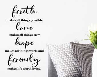 Faith Makes All Things Possible | Wall Decal | Vinyl Decal | Christian Wall Decal | Christian Wall Art | Scripture Wall Art | Wall Sticker