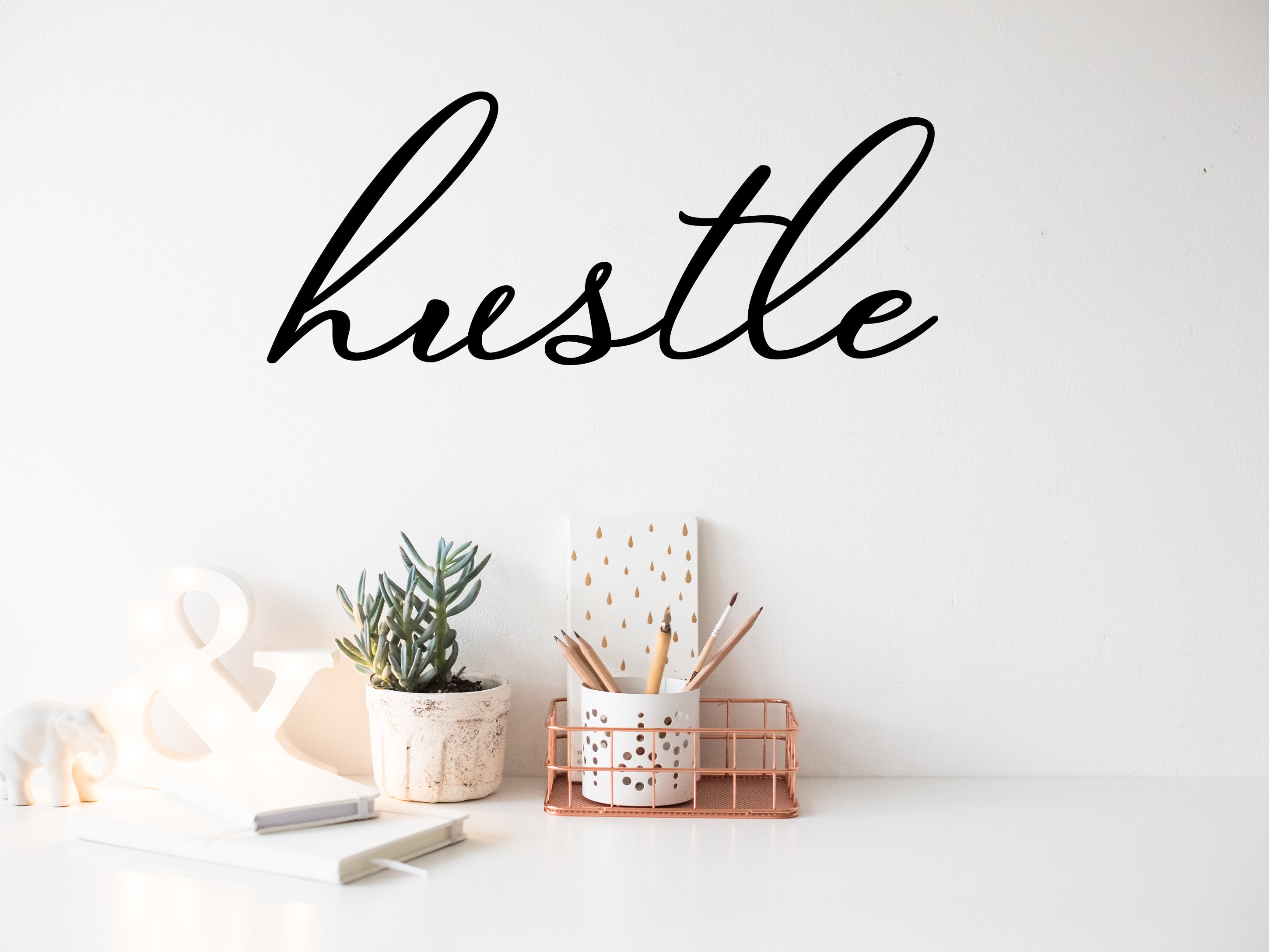 Hustle Cursive Wall Decal Vinyl Decal Office Wall Decal Etsy