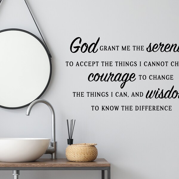 God Grant Me The Serenity Script | Wall Decal | Vinyl Decal | Bathroom Wall Decal | Bathroom Wall Sticker | Wall Sticker | Bathroom Decor