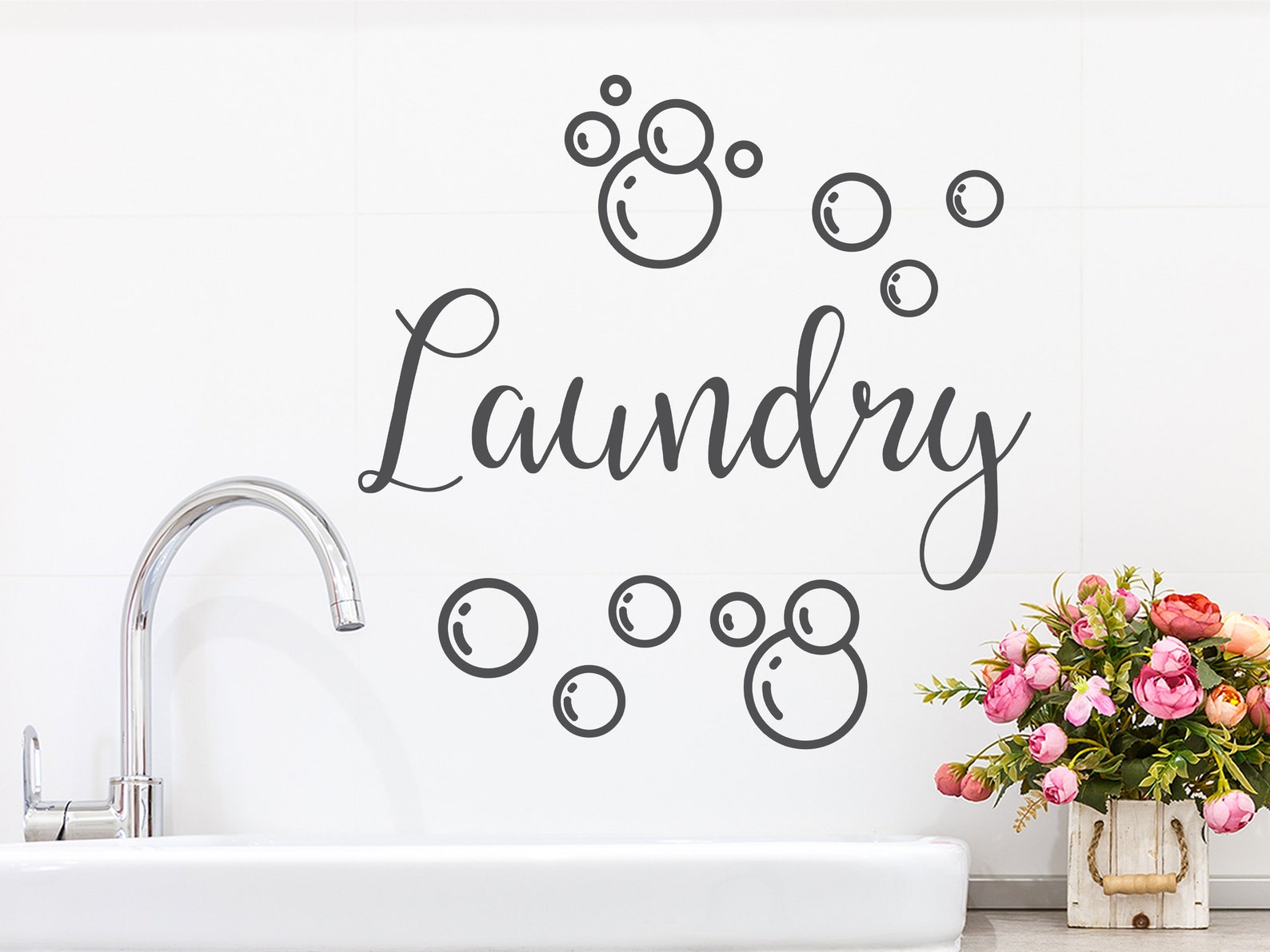 Laundry and Bubbles Wall Decal Vinyl Decal Laundry Room Etsy