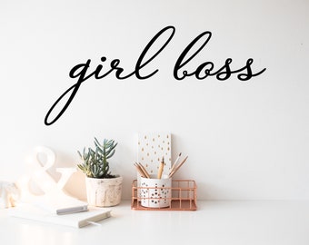 Girl Boss Cursive | Wall Decal | Vinyl Decal | Office Wall Decal | Office Sticker | Motivational Decal | Office Decor | Wall Lettering