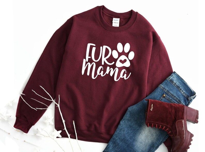 Fur Mama Tee Cat Mom T-Shirt Dog Mom Sweatshirt Tees for Women
