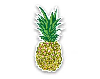 Yellow Aesthetic Fruit Sticker | Pineapple Vinyl Sticker | Unique Laptop Sticker