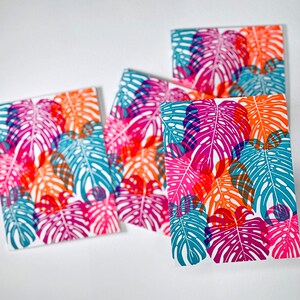 Neon Tropical Leaf Greeting Card Set Exotic Plant Letterpress Card Set image 4