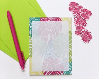 Tropical Leaf Writing Set | Pen Pal Kit | Monstera Deliciosa Stationery