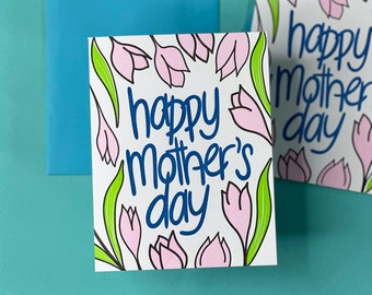 Mother's Day Tulips Letterpress Card | Greeting Card for Grandma | First Mother's Day Card