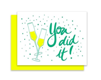 You did it! | Congratulations Card | Sipping Champagne