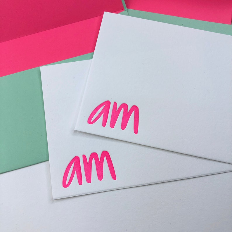 Personalized Letterpress Stationery set with the initials a and m.