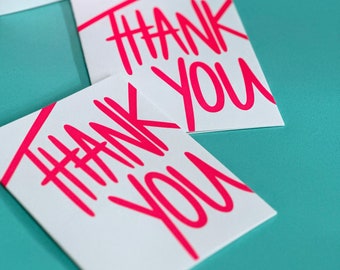 Vibrant Thank You Card | Neon Wedding Thank You | Letterpress Stationery Thank You Notes | Handwritten Font Card