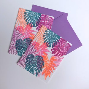 Neon Tropical Leaf Greeting Card Set Exotic Plant Letterpress Card Set image 10