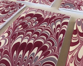 Hand Sewn Pocket Notebook, Pink Marbled Paper, Slim Jotter