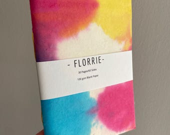Handmade Tie-Dye Style Journal – Pink, Blue & Yellow Cotton Paper Cover