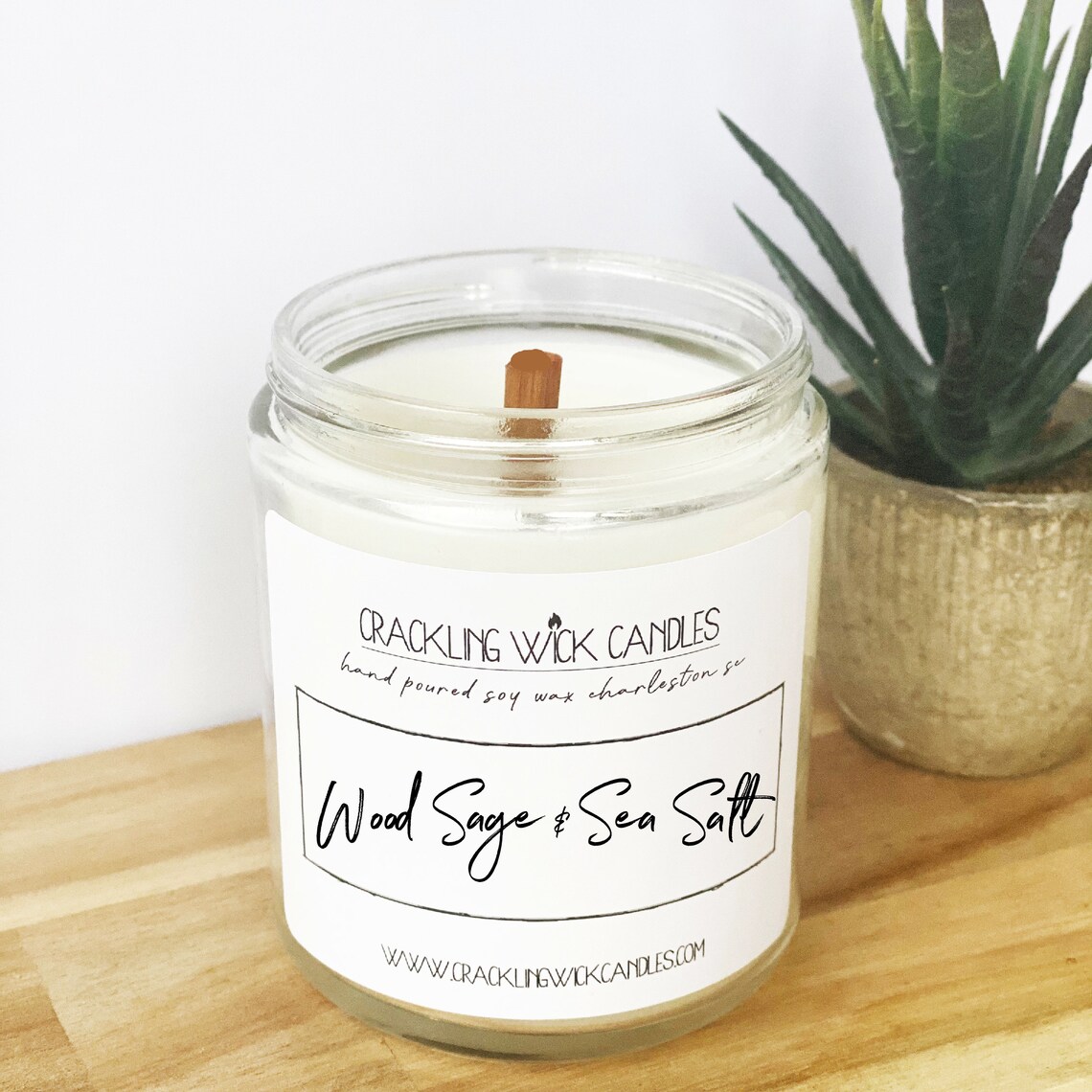 WOOD SAGE & SEA Salt Wood Wick Candle Crackling Wick Candles Etsy