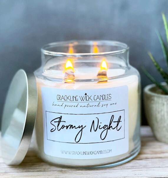 Stormy Night Crackling Wick Candles Soy Wax Candle Natural Etsy