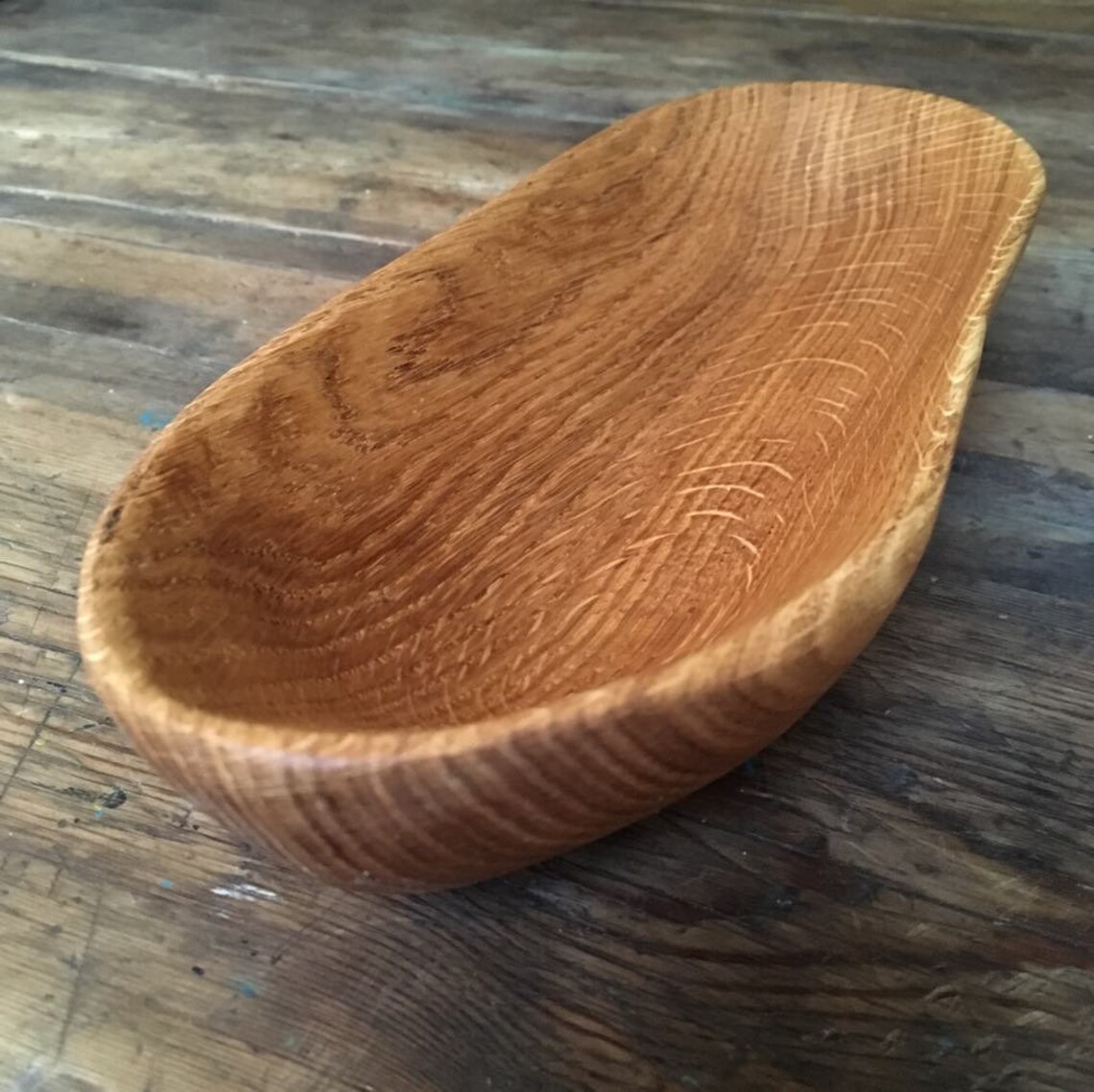 Wooden oval bowl. Medium size. Traditional rustic handmade. Etsy