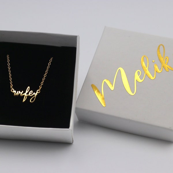 Wifey necklace personalized, gold silver or rose gold - wedding gift - JGA party - team bride