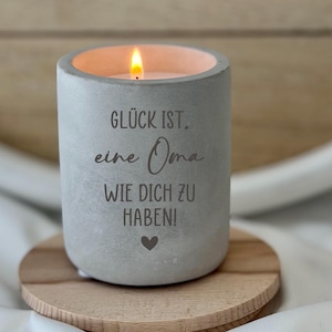 Morsdagspresent Mormorsljus – Lyckan är att ha en mormor som du – Graverat betongliknande ljus, present till mormor