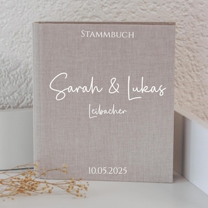 Stammbuch A5 personalisiert, Leinen Cover, Hochzeit, Stammbuch der Familie, Namen & Datum