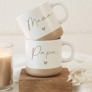 Muttertag Geschenk Tassen Set Mama Papa – personalisierte Tassen Set – Geschenk für Eltern – Mama Papa Becher – Paar Tassen – Mama