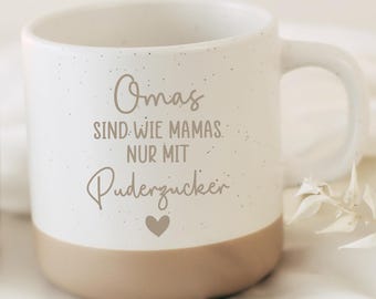 Mormors dag-present – Mugg "Farmmor är precis som mammor, fast med florsocker" – Keramisk mugg med hjärta – Present till mormor – 360 ml