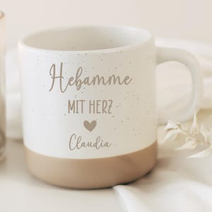 Tazza regalo di ringraziamento, ostetrica, regalo di ringraziamento, bella scritta (bianco e rosa