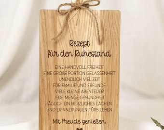 Retirement gift wooden board • Retirement recipe • Farewell gift for a colleague • Retirement gift • Pension gift