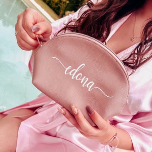 Kosmetiktasche personalisiert Altrosa - Brautjungfer - Trauzeugin - beste Freundin - mama - Kosmetikclutch - Kosmetikbeutel