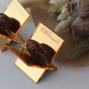 Date holder in gold with engraving Ramadan - Iftar - Ramadan decoration - Bayram Eid - Bismillahirrahmanirrahim