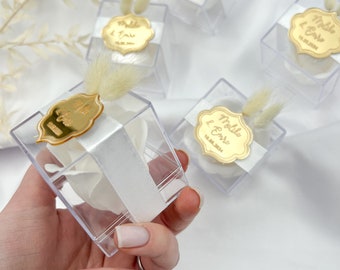 Boîte à roses cadeau pour invités de mariage - avec plaques acryliques gravées - décoration de mariage de fiançailles Sözümüz Söz