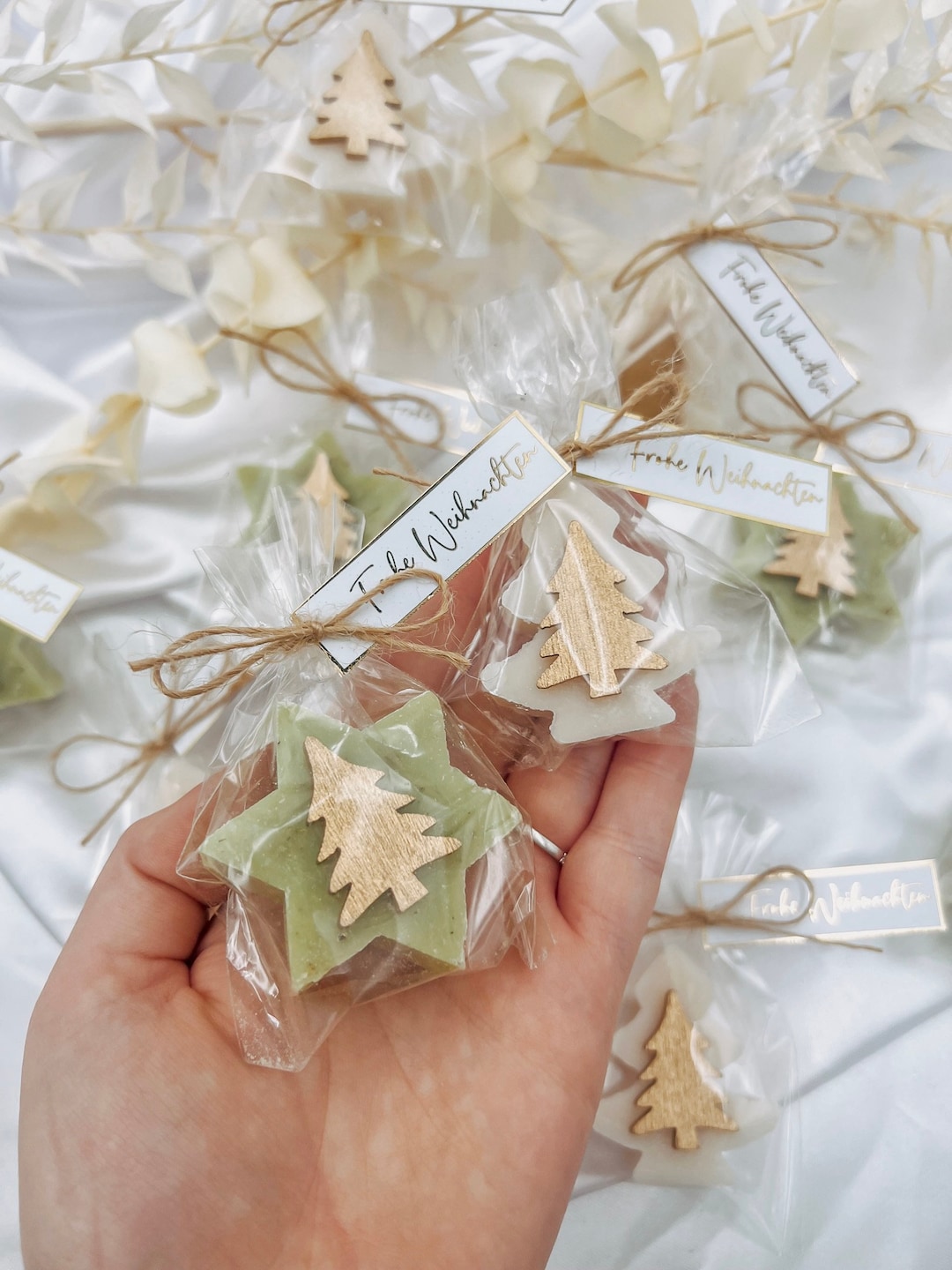 Gastgeschenk Weihnachten Seife mit Frohe Weihnachten Etikett