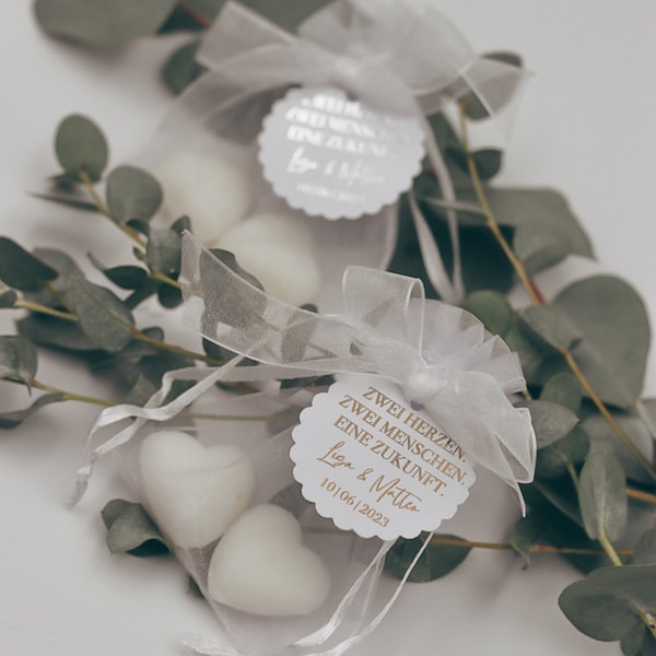 Personalized wedding gift "Two hearts. Two people. One future." Gold or silver. Heart soap