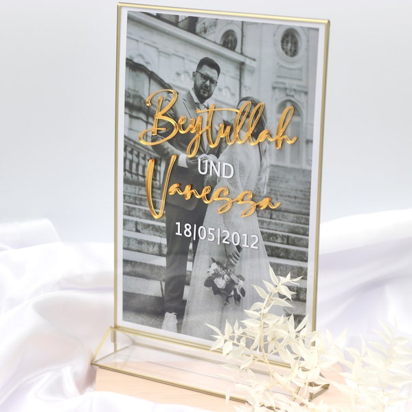 Cadre photo personnalisé nom affichage plaque signalétique fiançailles de mariage Sözümüz Söz avec lettres acryliques