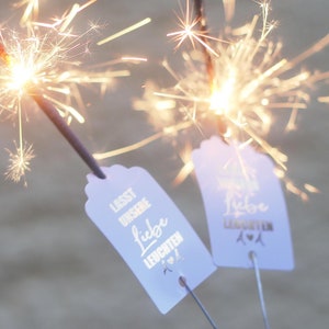 Sparkler holder with initial & &quot;Let our love shine&quot; (20 pieces) wedding registry office guest gift decoration sparklers