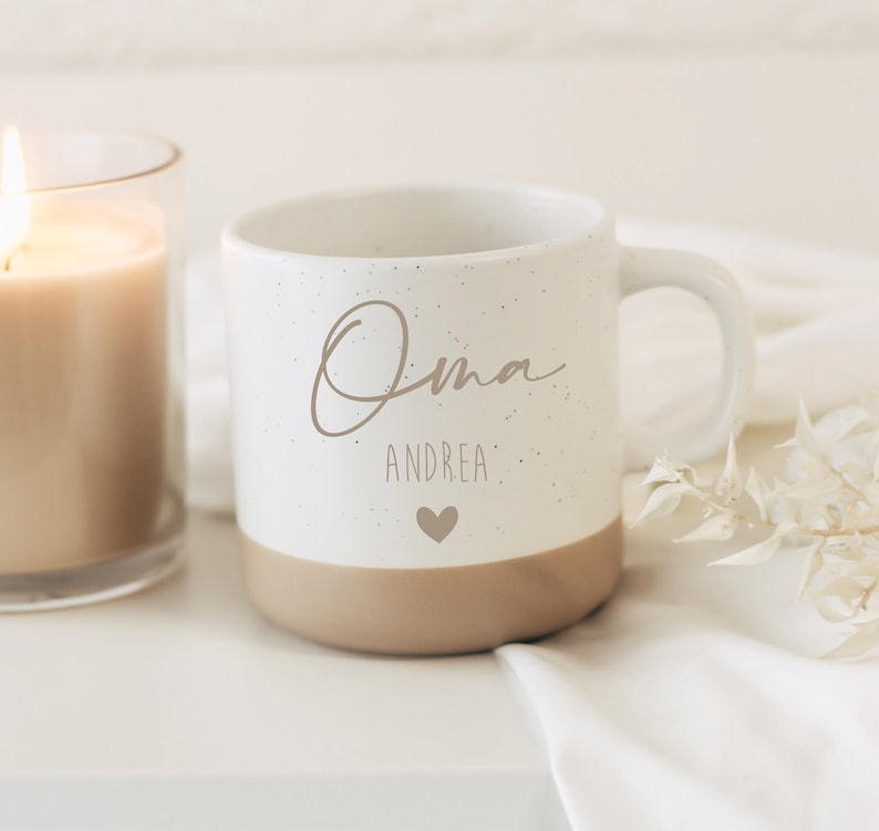 Mormorsmugg med namn och hjärta – Personlig keramikmugg – Present till mormor – Födelsedag, mors dag – 360 ml – Bästa mormor, tack mormor bild 1